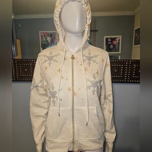 Disney Parks 2025 Christmas Bling Cream Mickey Hoodie